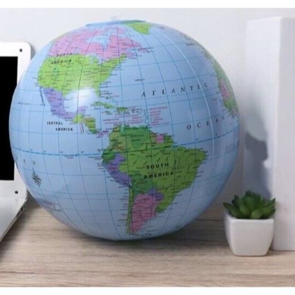 Inflatable World Globe Beach Ball Educational Fun Learning Ball World Globe - Picture 3 of 3